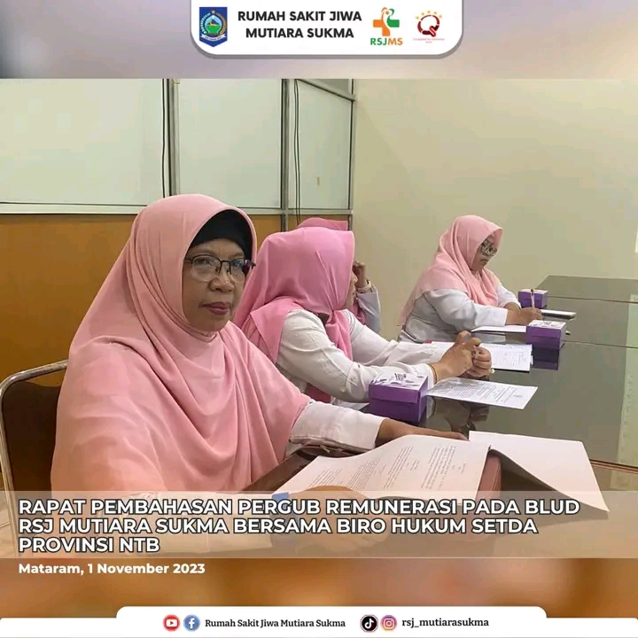 RAPAT PEMBAHASAN PERGUB REMUNERASI PADA BLUD RSJ MUTIARA SUKMA BERSAMA BIRO HUKUM SETDA PROVINSI NTB